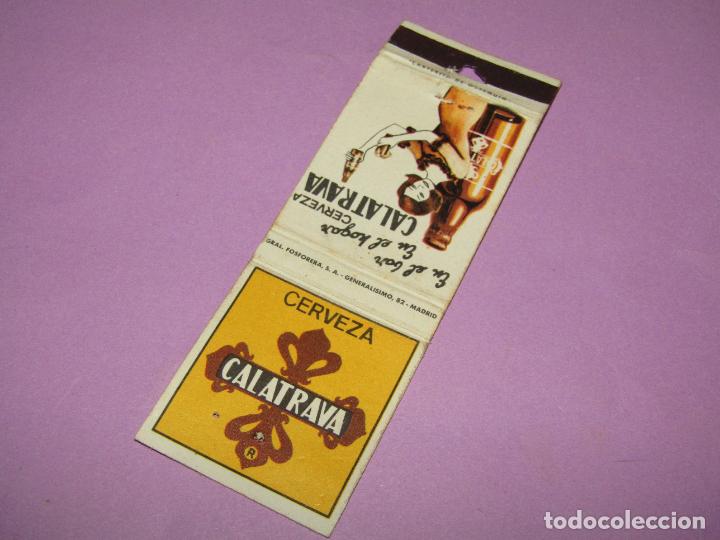 Coleccionismo de cervezas: Antigua Caja de Cerillas Vac&iacute;a de Cerveza CALATRAVA A&ntilde;o 1960-70s.