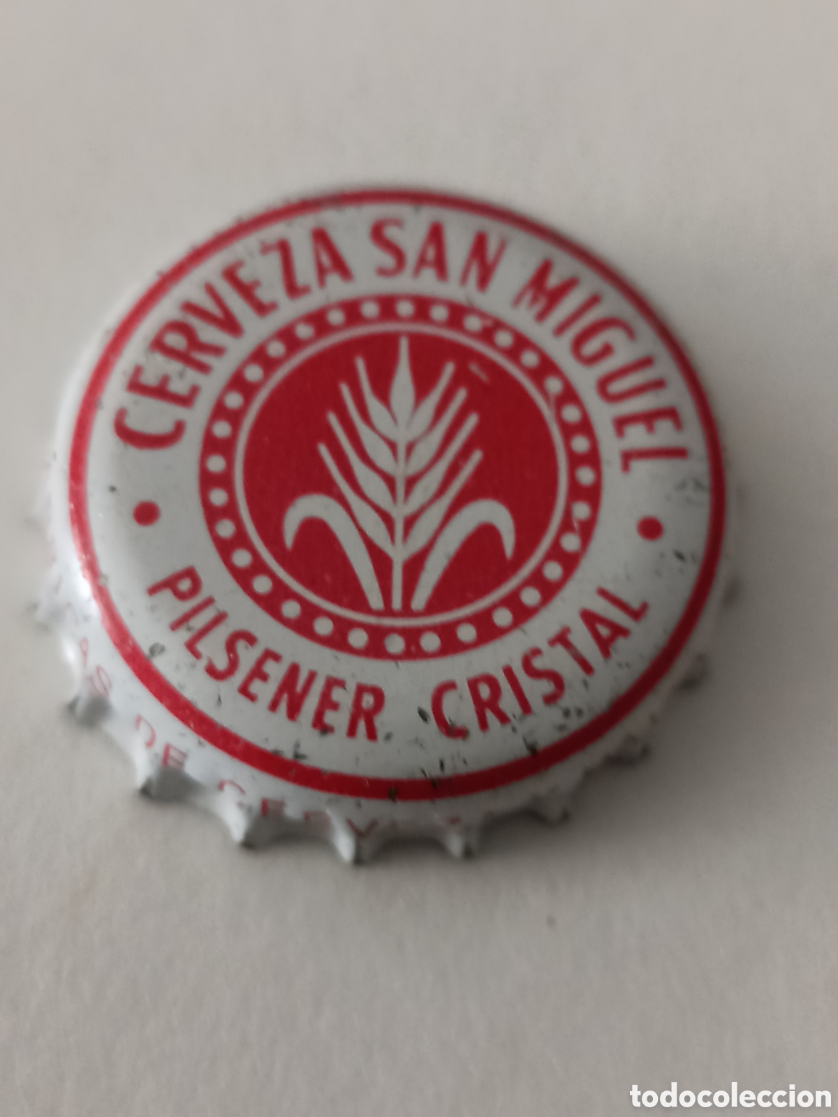 Coleccionismo de cervezas: Chapa cerveza tap&oacute;n corona San Miguel fabricante dif&iacute;cil