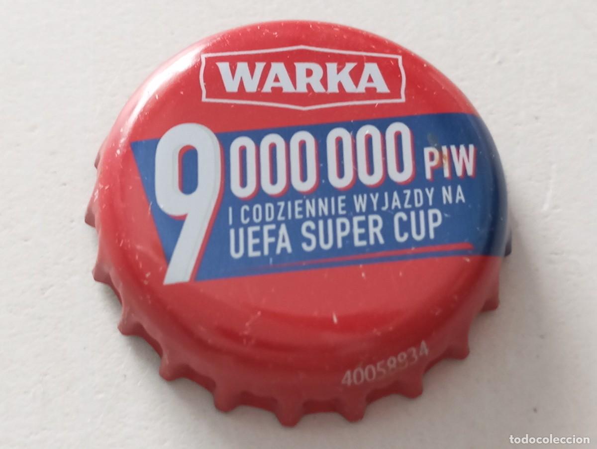 Colecionismo de cervejas: Chapa tap&oacute;n corona de la cerveza polaca WARKA 9000000 PIW UEFA SUPER CUP