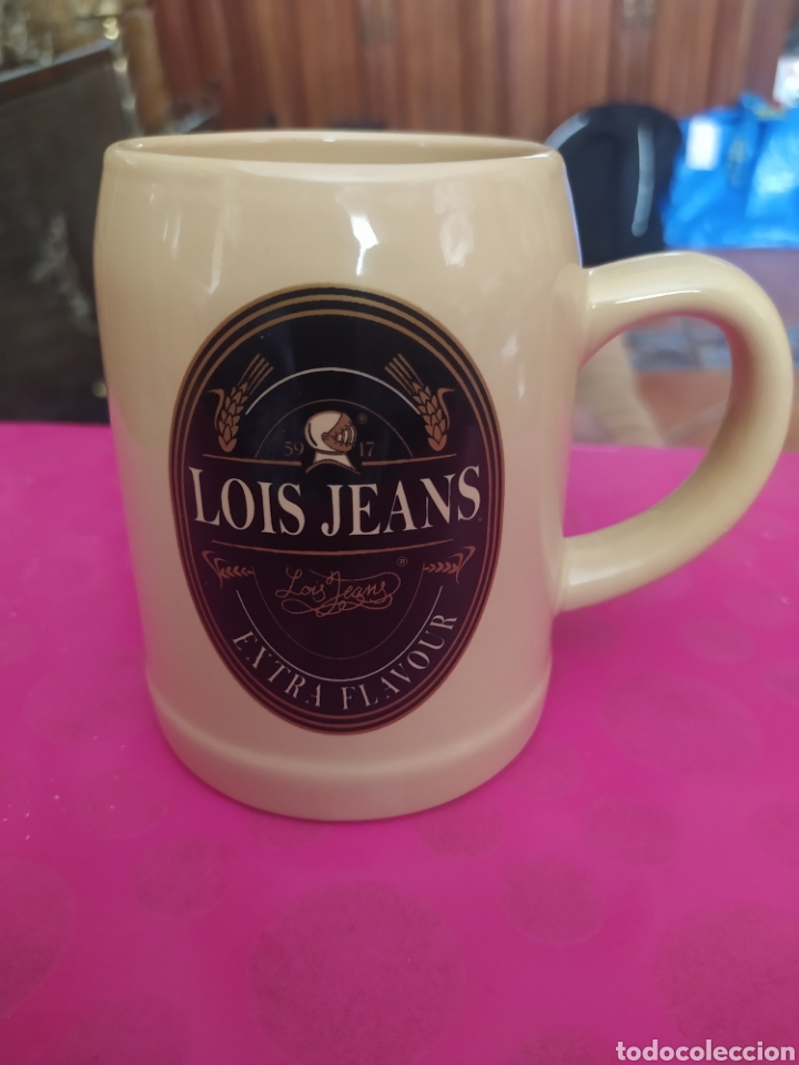 Coleccionismo de cervezas: RARA. LOIS JEANS. EXTRA FLAVOUR. ALTURA 10,5 CM. BASE 8 CM. BOCA 7 CM