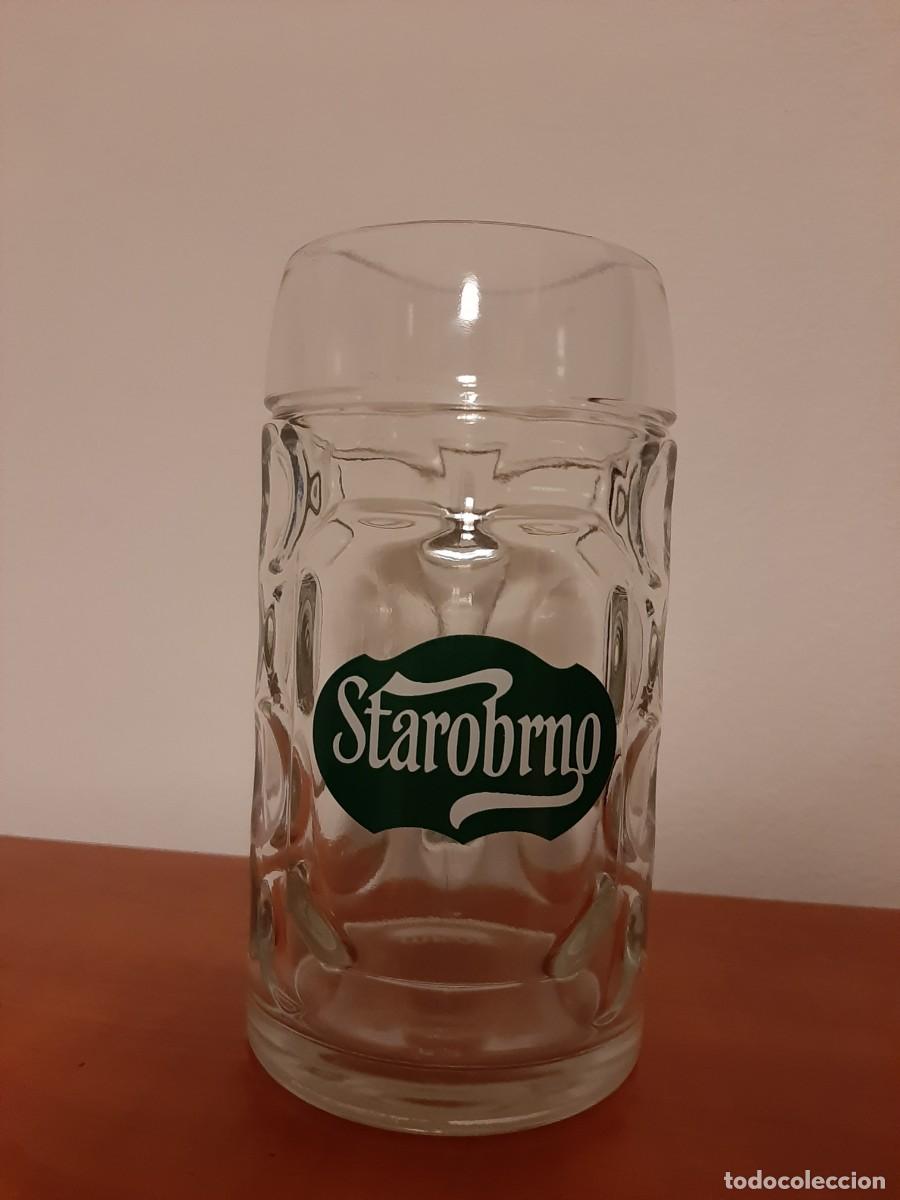 Coleccionismo de cervezas: Jarra Cristal Cerveza Checa Marca STAROBRNO