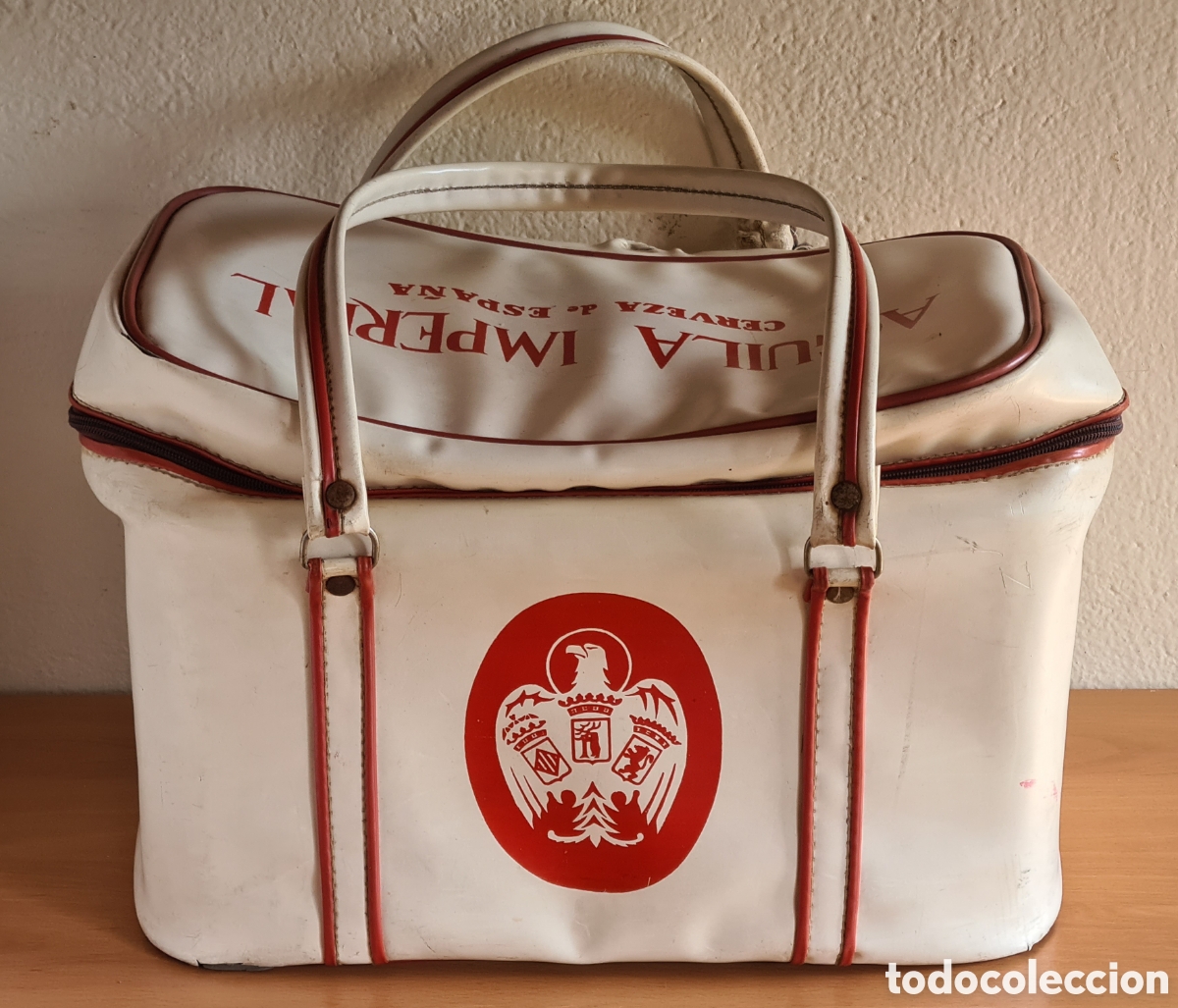 Coleccionismo de cervezas: Bolsa Nevera Playa publicidad Cerveza &Aacute;guila Imperial Logo en los 2 lados - Decoraci&oacute;n Vintage Beer