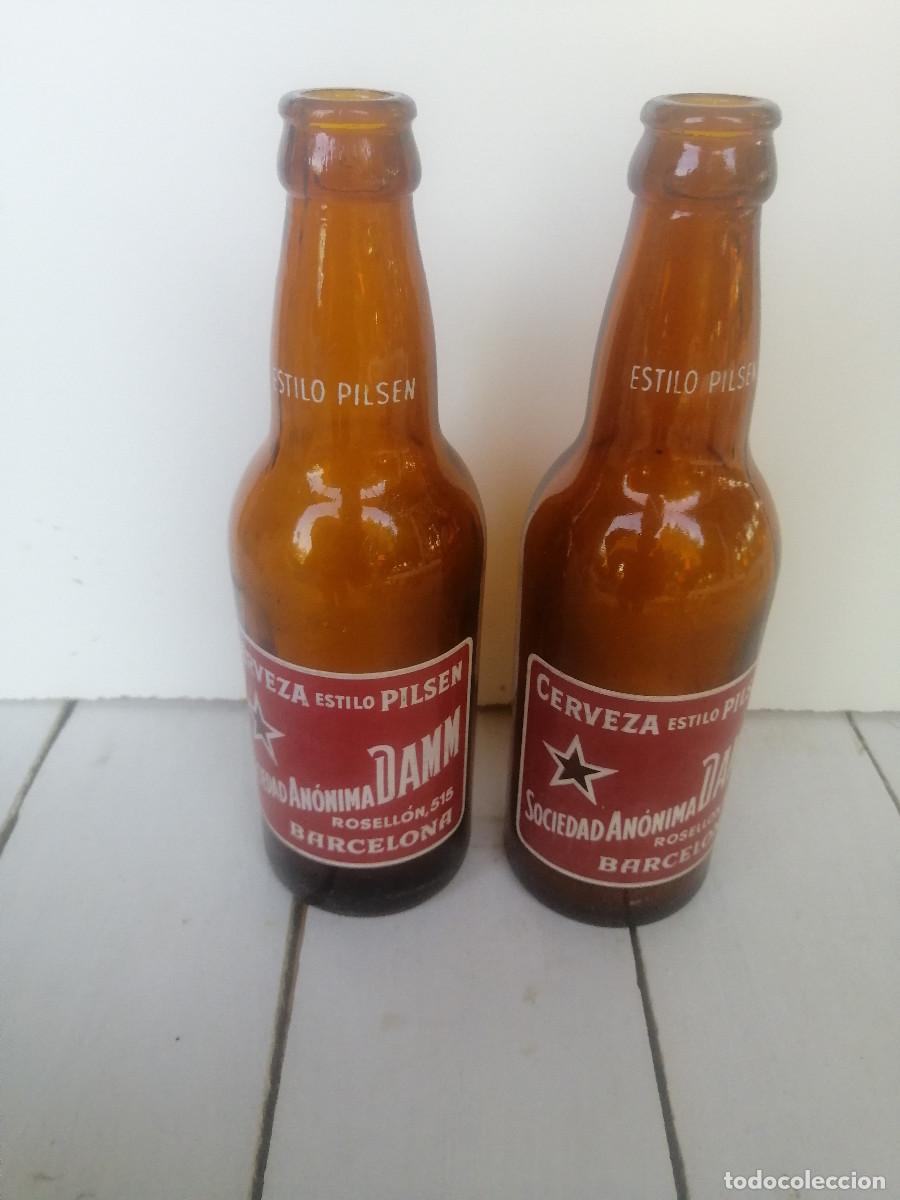 Coleccionismo de cervezas: 2 ANTIGUAS CERVEZAS ESTILO PILSEN SOCIEDAD ANONIMA DAMM ROSELLON 515 BARCELON