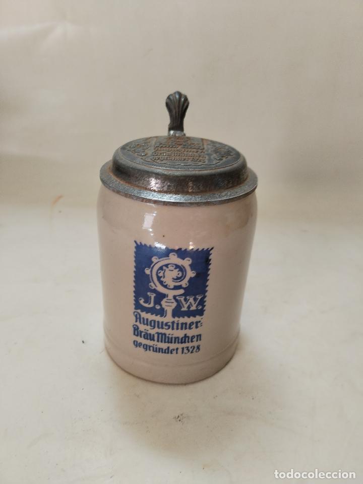 Collectionnisme de bi&egrave;res: jarra de cerveza j.w. augustiner brau munchen gregunder 1328