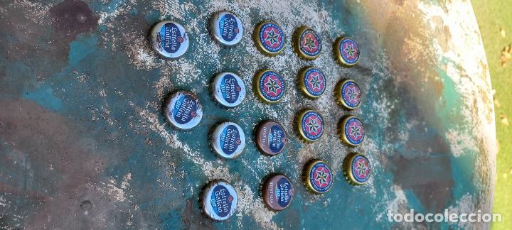 Coleccionismo de cervezas: LOTE DE 19 CHAPAS DE CERVEZA ESTRELLA GALICIA. CERVECEROS DESDE 1906