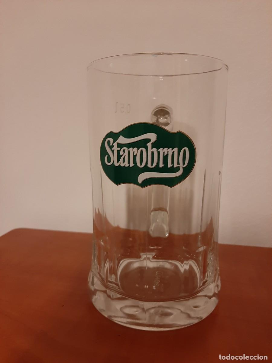 Coleccionismo de cervezas: Jarra Cristal Cerveza Checa Marca STAROBRNO
