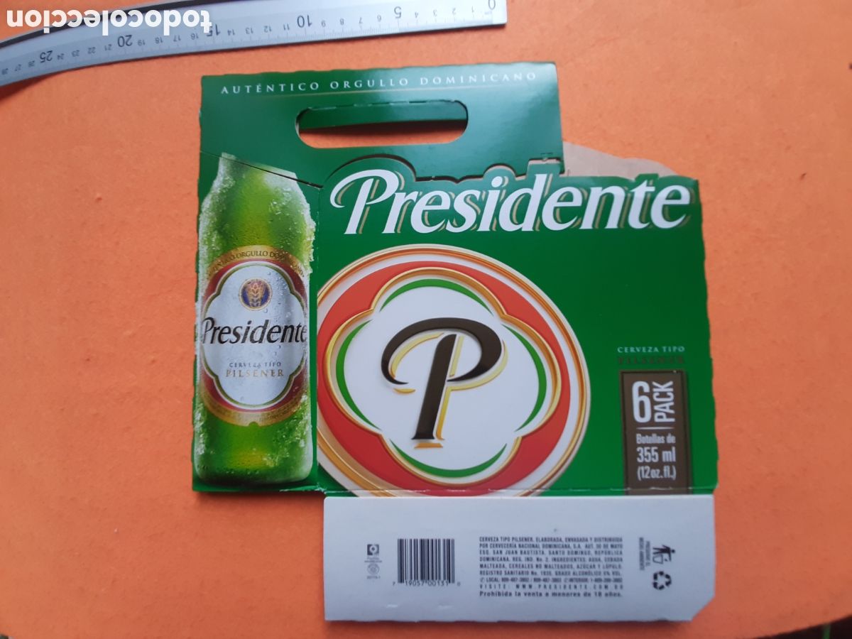 Coleccionismo de cervezas: SIX PACK - CAJA 6 CERVEZAS PRESIDENTE - REPUBLICA DOMINICANA . COMO NUEVA . BEER BIRRA