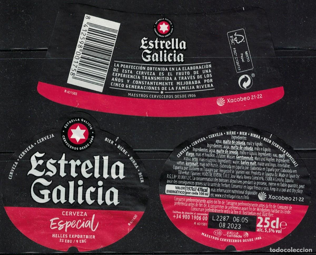 Coleccionismo de cervezas: Lot 3 Etiquettes Bi&egrave;re Beer Labels Estrella Galicia Especial