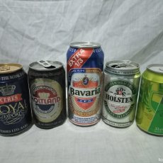 Coleccionismo de cervezas: LOTE 5 LATAS VARIADAS DE CERVEZA (BEER,BIER,BIÈRE,BIRRA) AÑOS 80, 90