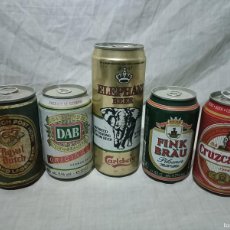 Coleccionismo de cervezas: LOTE 5 LATAS VARIADAS DE CERVEZA (BEER,BIER,BIÈRE,BIRRA) AÑOS 80, 90