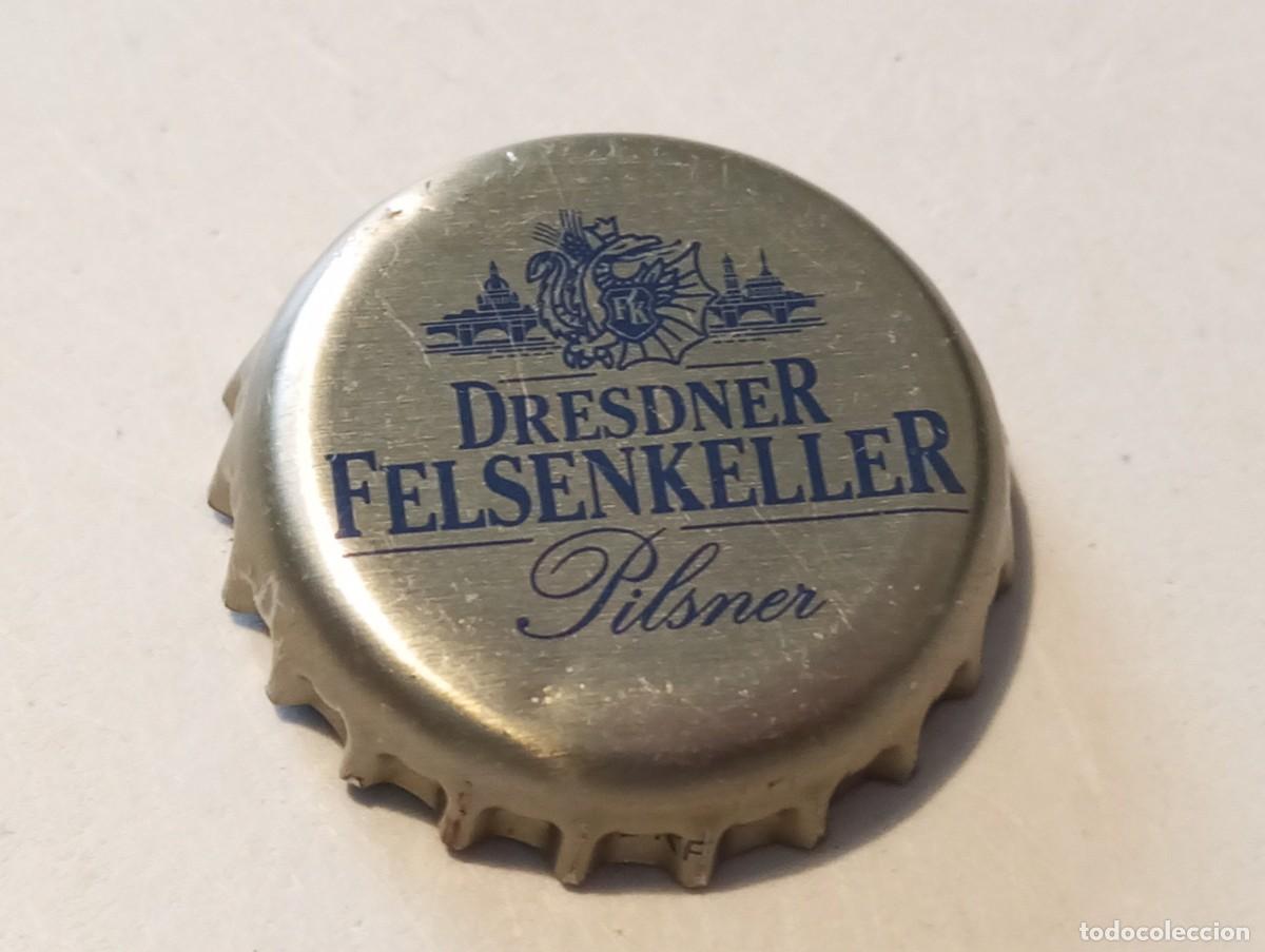 Coleccionismo de cervezas: Chapa tap&oacute;n corona de la cerveza alemana DRESDNER FELSENKELLER PILSNER (tono plateado)