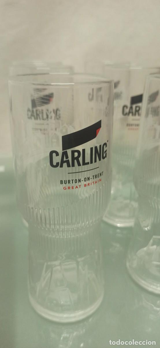 Coleccionismo de cervezas: 6 VASOS CRISTAL PINTA CERVEZA CARLING
