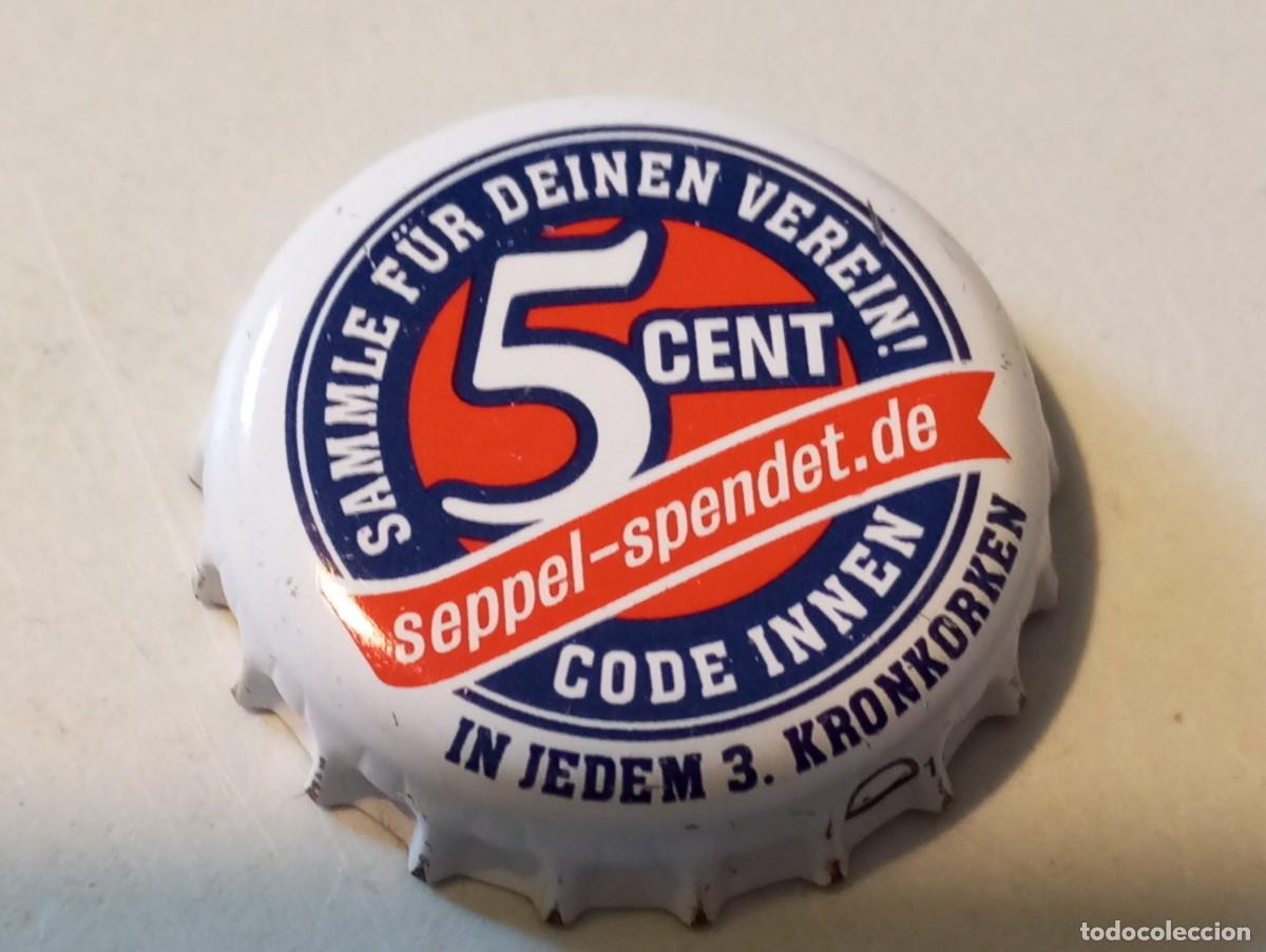 Coleccionismo de cervezas: Chapa tap&oacute;n corona de la cerveza alemana SCHLAPPE SEPPEL-SPENDET SAMMLE F&Uuml;R DEINEN VEREIN 5 CENT