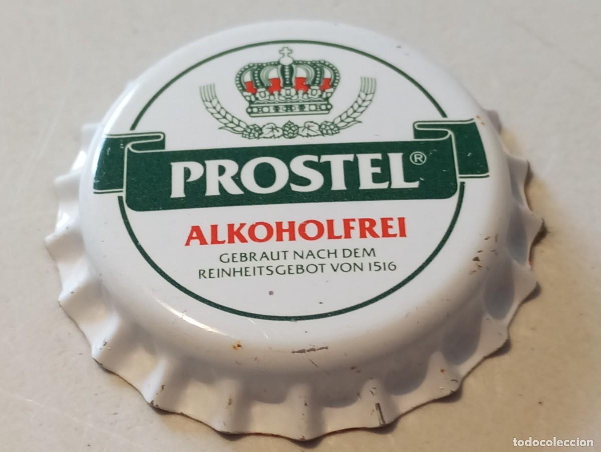 Sammeln von Brauereiartikeln: Chapa tap&oacute;n corona NUEVO de la cerveza alemana PROSTEL ALKOHOLFREI (falda blanca)