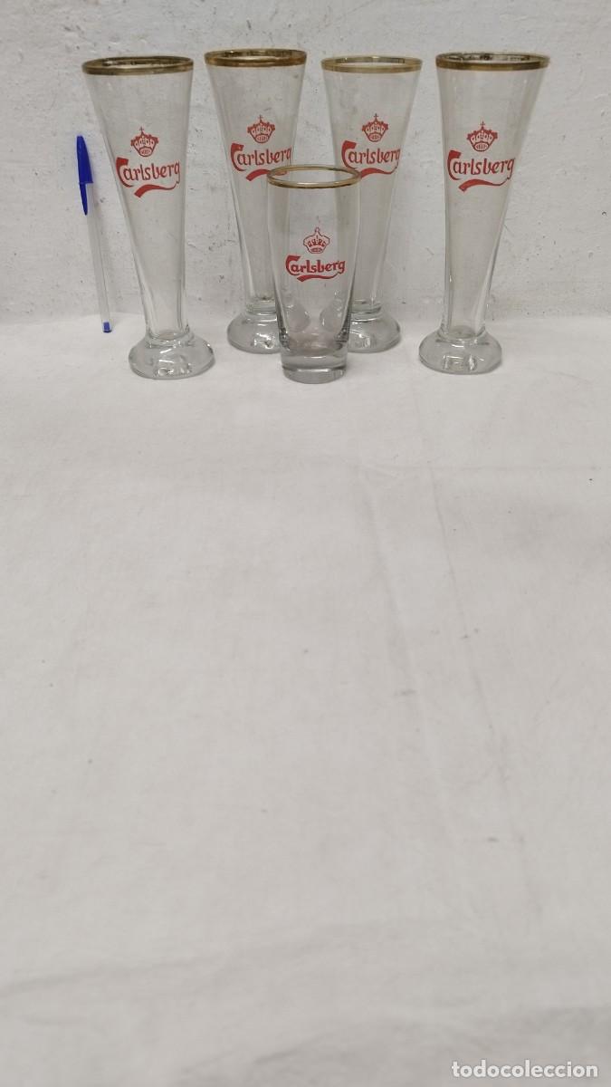 Colecionismo de cervejas: Juego de 5 vasos Carlsberg, publicidad cerveza
