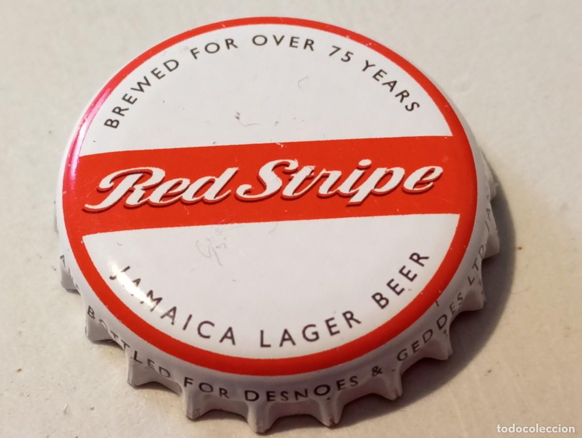 Collectionnisme de bi&egrave;res: Chapa tap&oacute;n corona de la cerveza jamaicana RED STRIPE JAMAICA LAGER BEER - BREWED FOR OVER 75 YEARS