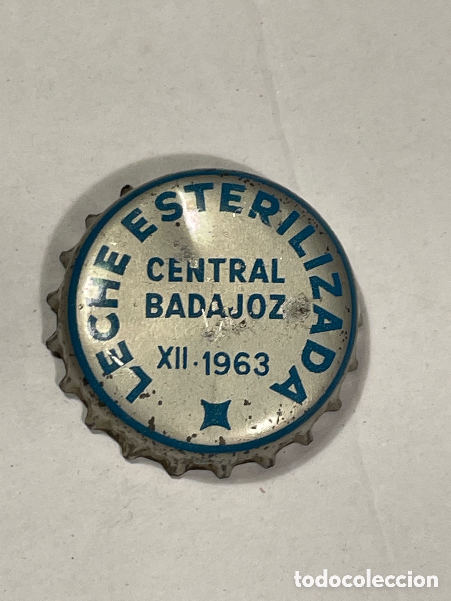Coleccionismo de cervezas: (N) TAPON CHAPA CORONA - LECHE ESTERILIZADA CENTRAL BADAJOZ 1963 , SE&Ntilde;ALES DE USO