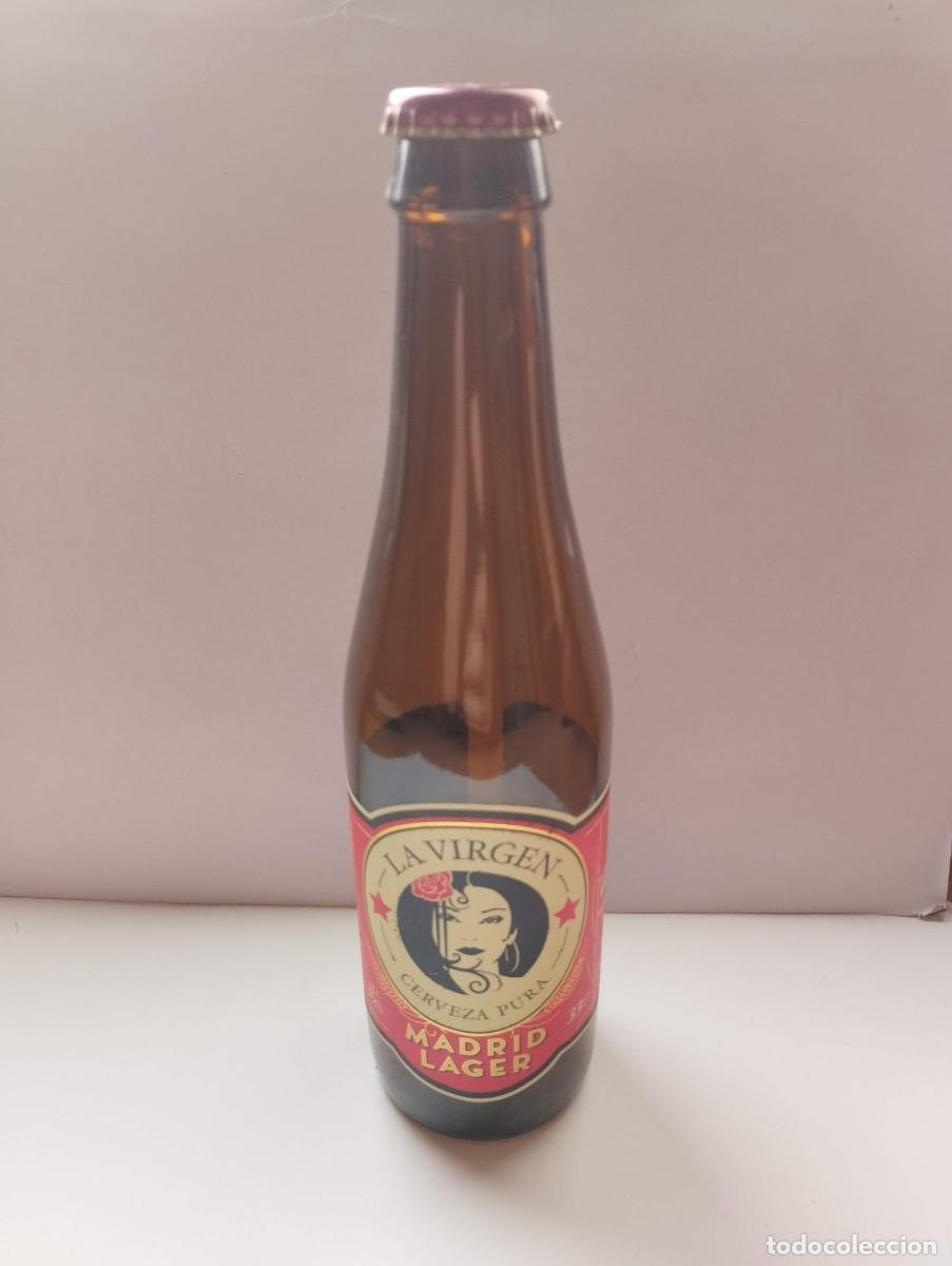 Collectable Beer: BOTELLA BOTELLIN TERCIO CERVEZA LA VIRGEN MADRID LAGER - INCLUYE CHAPA- TAPA - TAPON CORONA