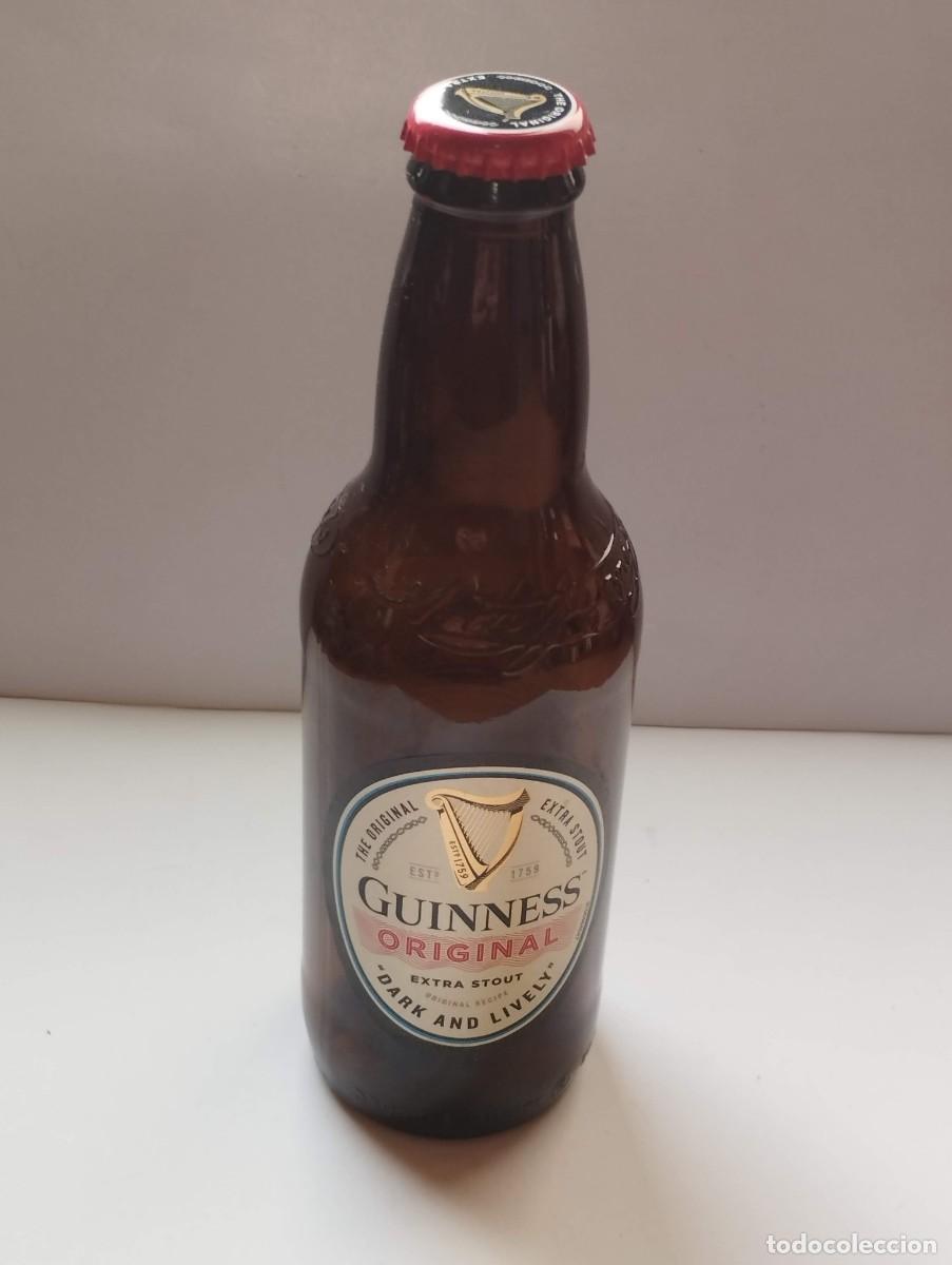 Collectable Beer: BOTELLA BOTELLIN TERCIO CERVEZA GUINNES EXTRA STOUT - INCLUYE CHAPA- TAPA - TAPON CORONA