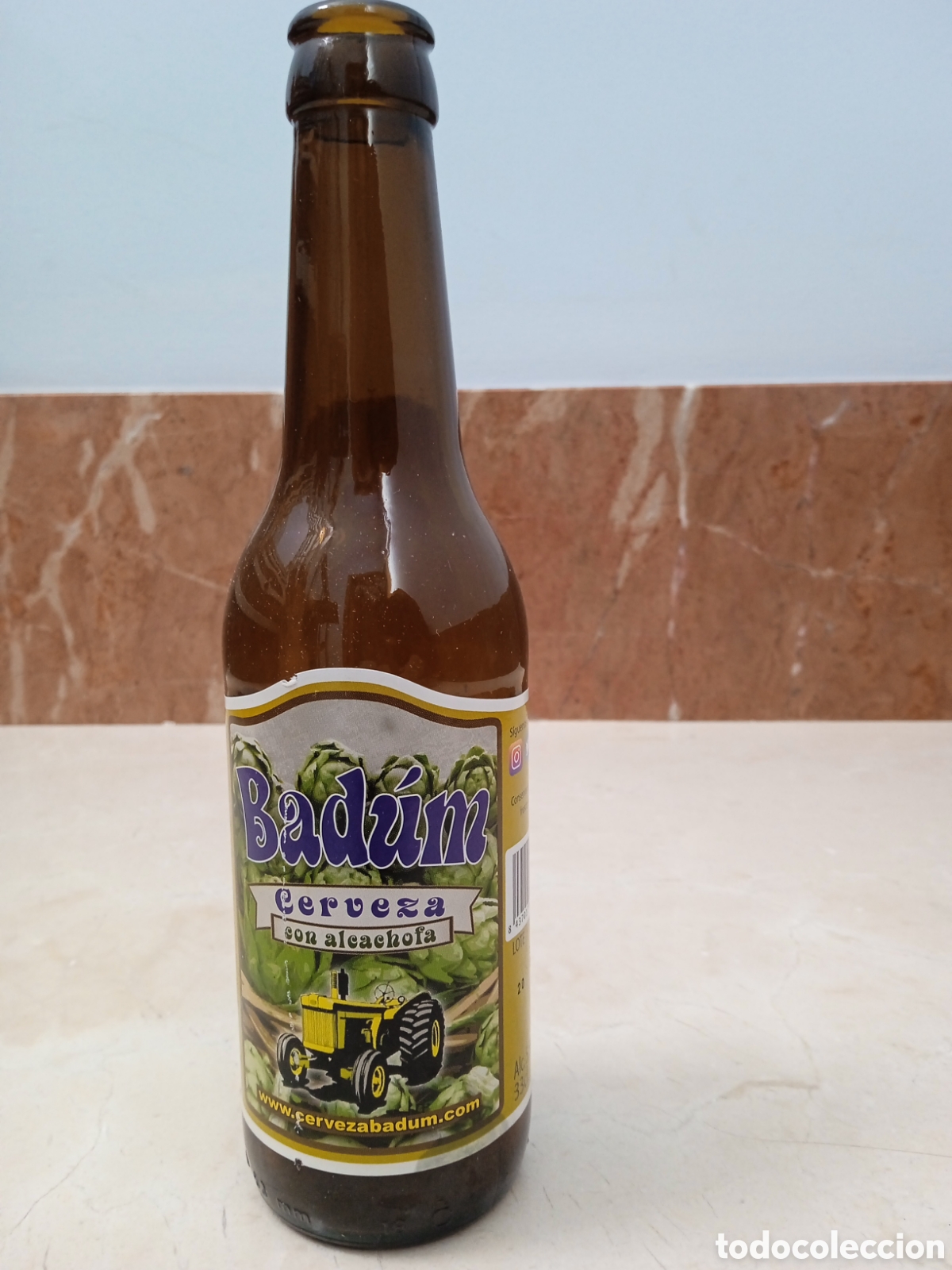 Coleccionismo de cervezas: Botella cerveza vac&iacute;a Badum - con alcachofa Pe&ntilde;&iacute;scola