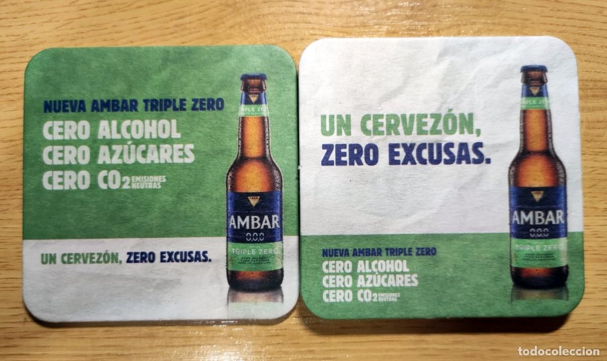 Coleccionismo de cervezas: POSAVASOS CERVEZA AMBAR 2 MODELOS TRIPLE ZERO CERO ALCOHOL CERO AZUCARES CERO CO2