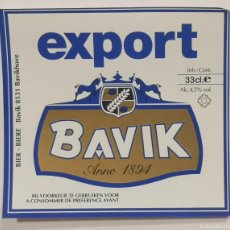 Coleccionismo de cervezas: ETIQUETA CERVEZA - BAVIK EXPORT - BÉLGICA