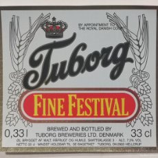Coleccionismo de cervezas: ETIQUETA CERVEZA - TUBORG FINE FESTIVAL - DINAMARCA