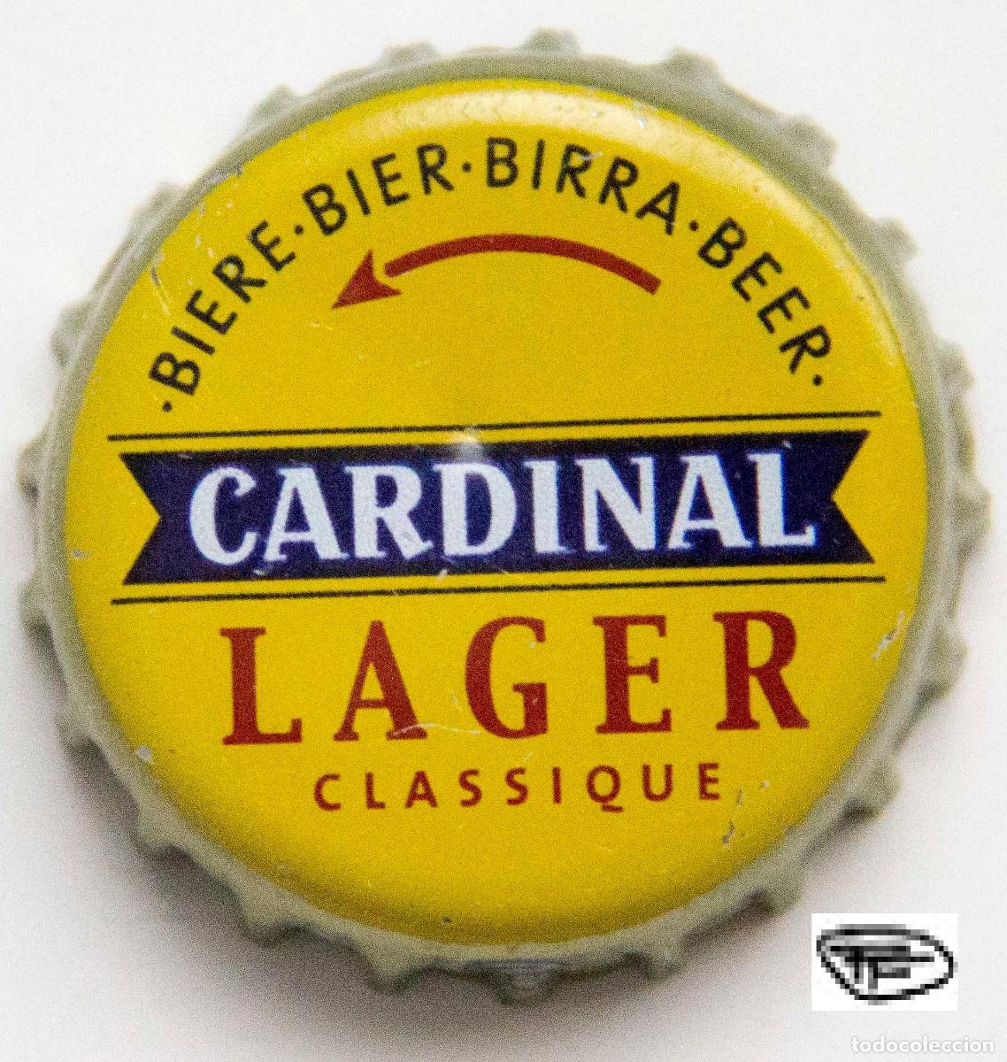 Coleccionismo de cervezas: TAP&Oacute;N CORONA - CHAPA - SUIZA CERVEZA - CARDINAL LARGER CLASSIQUE - BRILLO - TAP&Oacute;N DE GIRAR