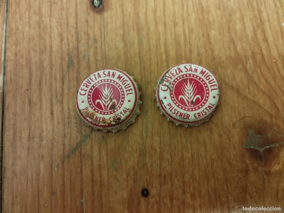 Sammeln von Brauereiartikeln: CERVEZA SAN MIGUEL CHAPAS TRASERA DE CORCHO 2 FABRICANTES DISTINTOS