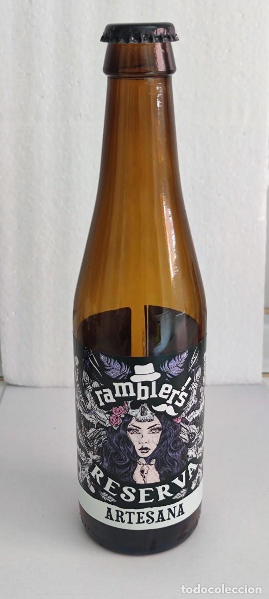 Collectionnisme de bi&egrave;res: Botella cerveza vac&iacute;a con chapa - RAMBLER'S RAMBLERS - RESERVA / DIA LA SAGRA -500gr