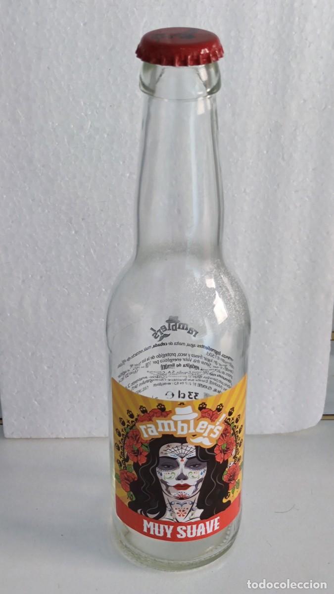 Collectionnisme de bi&egrave;res: Botella cerveza vac&iacute;a con chapa - RAMBLER'S RAMBLERS - MUY SUAVE / DIA LA SAGRA -500gr