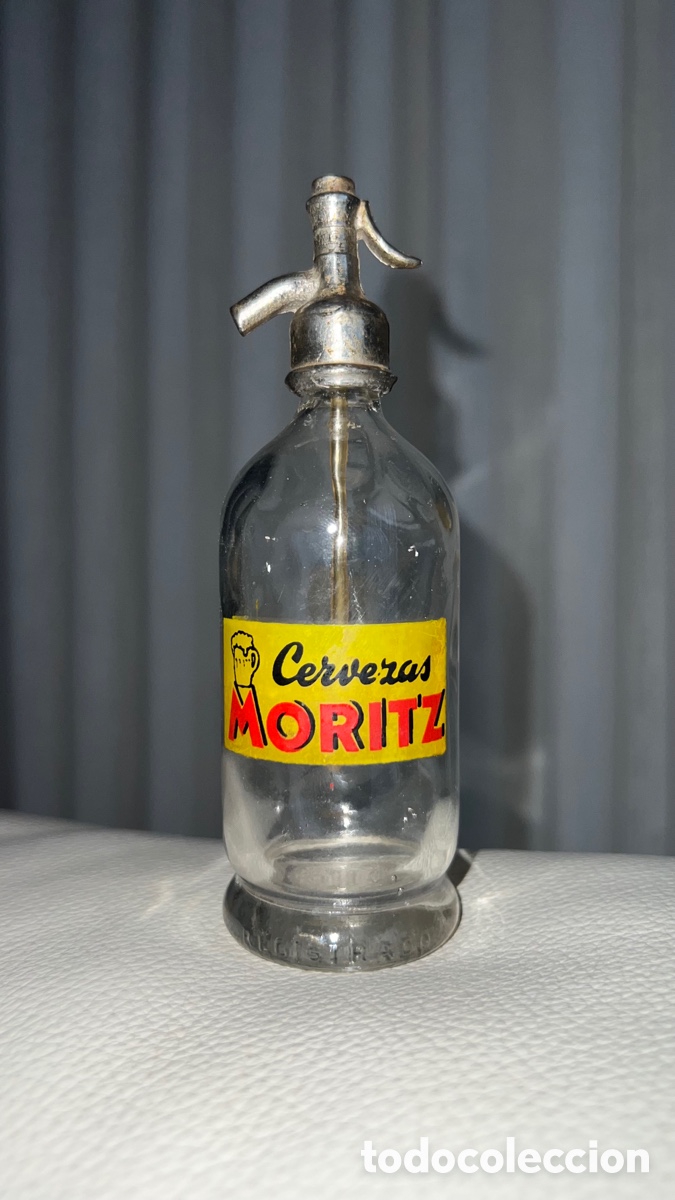 Coleccionismo de cervezas: BONITO MINI SIFON CERVEZA MORITZ - Foto 1