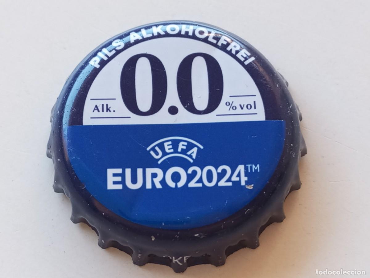Collezionismo di birre: Chapa tap&oacute;n corona de la cerveza alemana BITBURGER PILS ALKOHOLFREI 0.0% UEFA EURO2024 - B&Eacute;LGICA