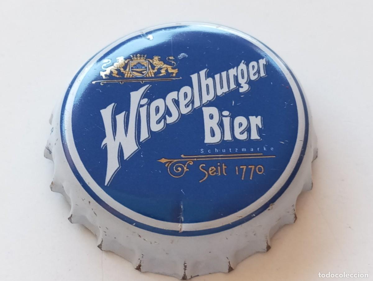 Collezionismo di birre: Chapa tap&oacute;n corona de la cerveza austr&iacute;aca WIESELBURGER BIER (falda blanca)