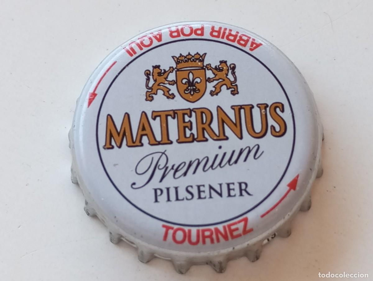 Coleccionismo de cervezas: Chapa tap&oacute;n corona de la cerveza belga MATERNUS PREMIUM PILSENER (ABRIR POR AQU&Iacute; - TOURNEZ)