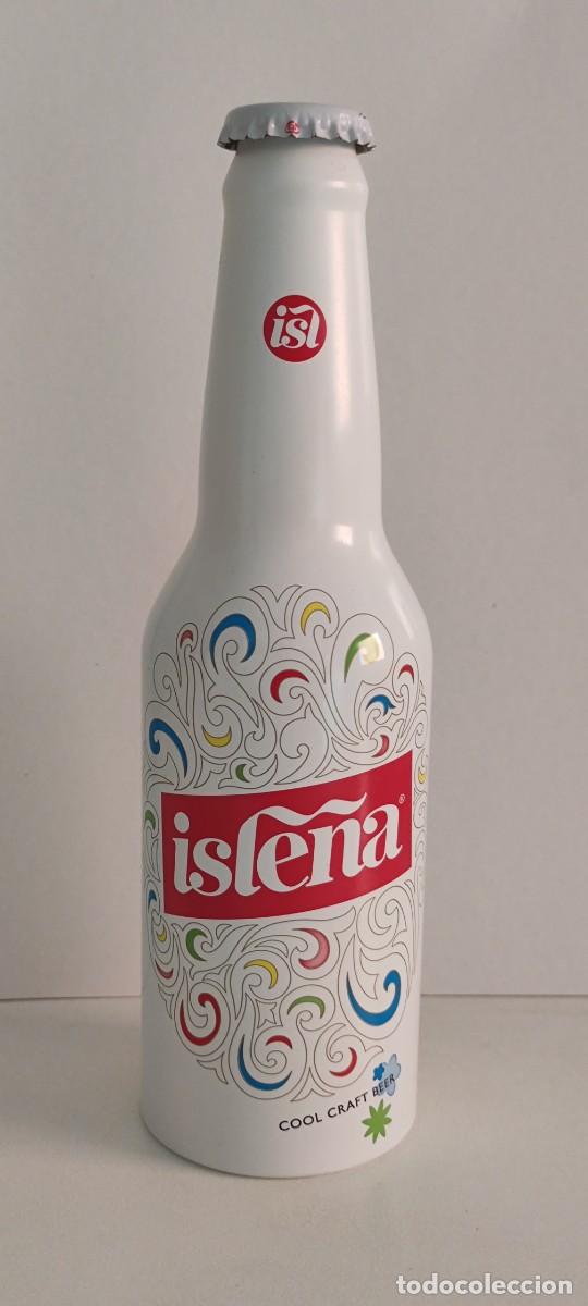 Collectionnisme de bi&egrave;res: Botella aluminio cerveza vac&iacute;a con chapa - ISLE&Ntilde;A - Ibiza Alemania Guadalajara