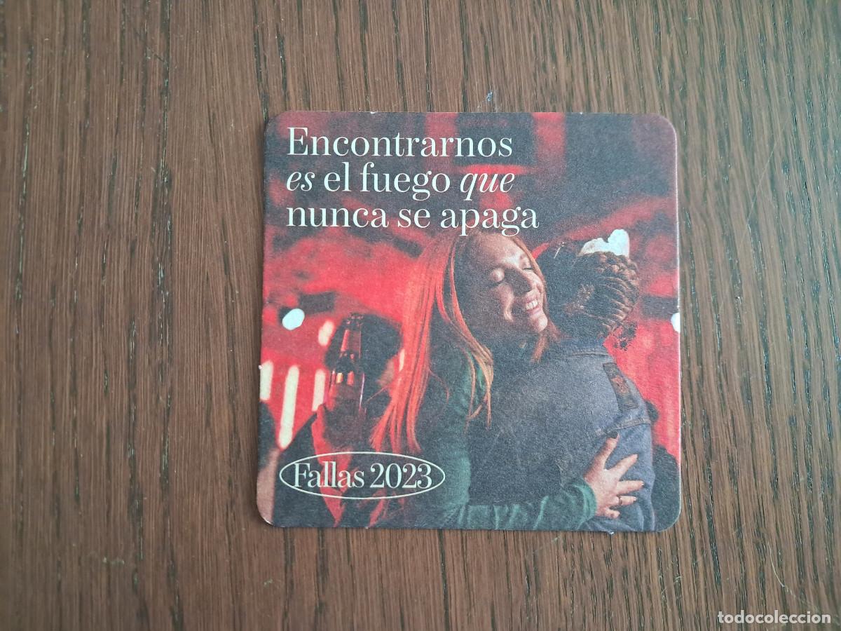 Coleccionismo de cervezas: posavasos de cerveza, Mahou, fallas de Valencia a&ntilde;o 2023.encontrarnos en el fuego que nunca se apaga