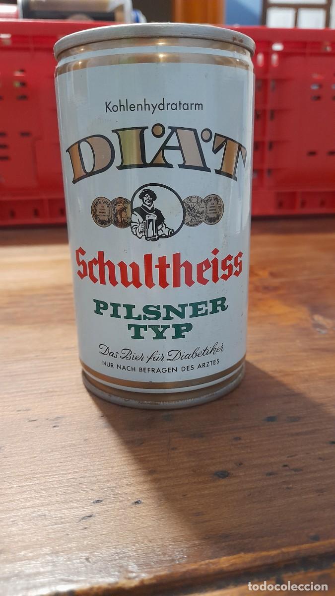 Coleccionismo de cervezas: Lata de cerveza bier beer biere birra Di&auml;t Schultheiss pilsner typ Berl&iacute;n