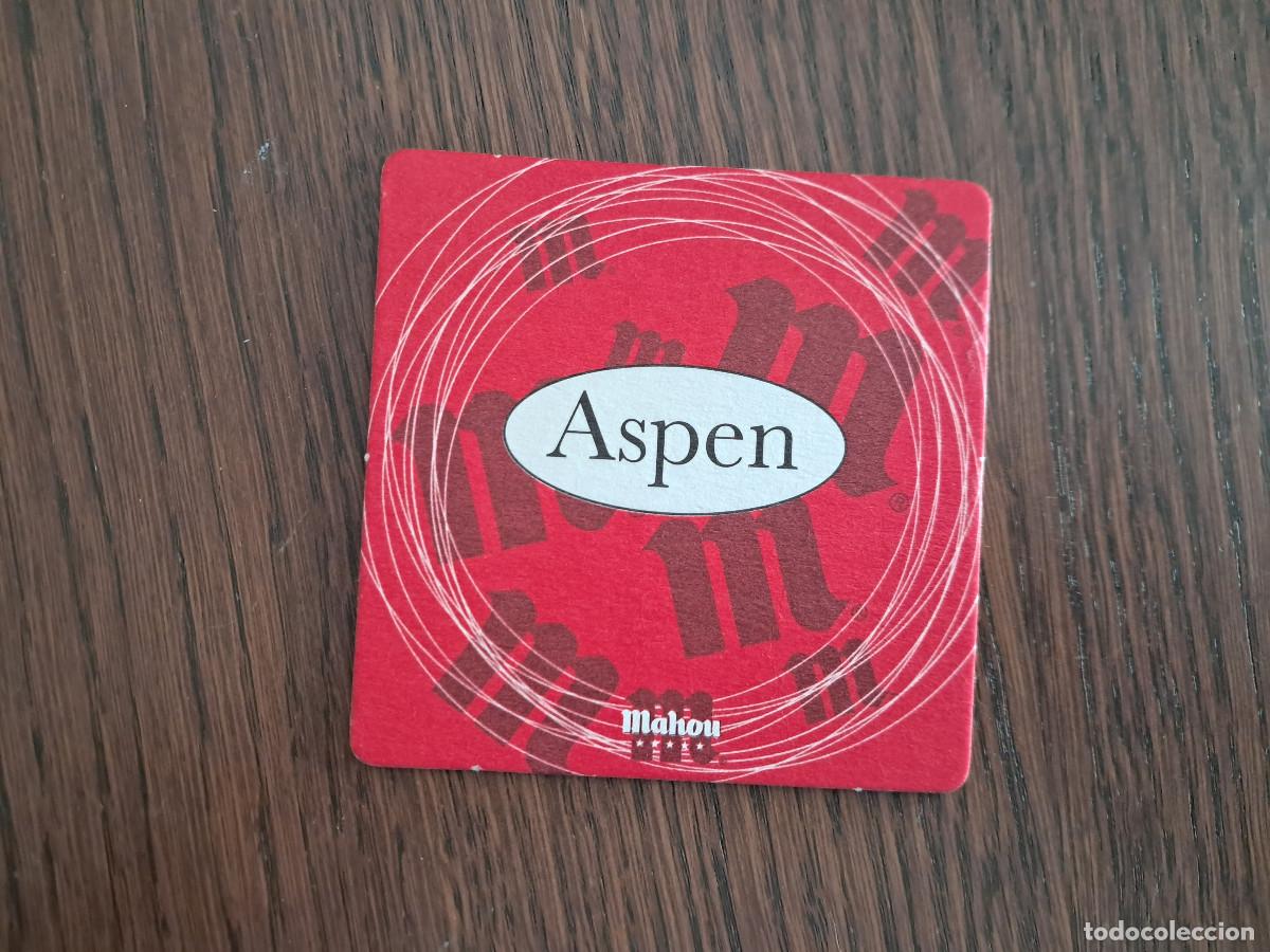 Coleccionismo de cervezas: posavasos de cerveza, Mahou, con publicidad bar cervecer&iacute;a Aspen.