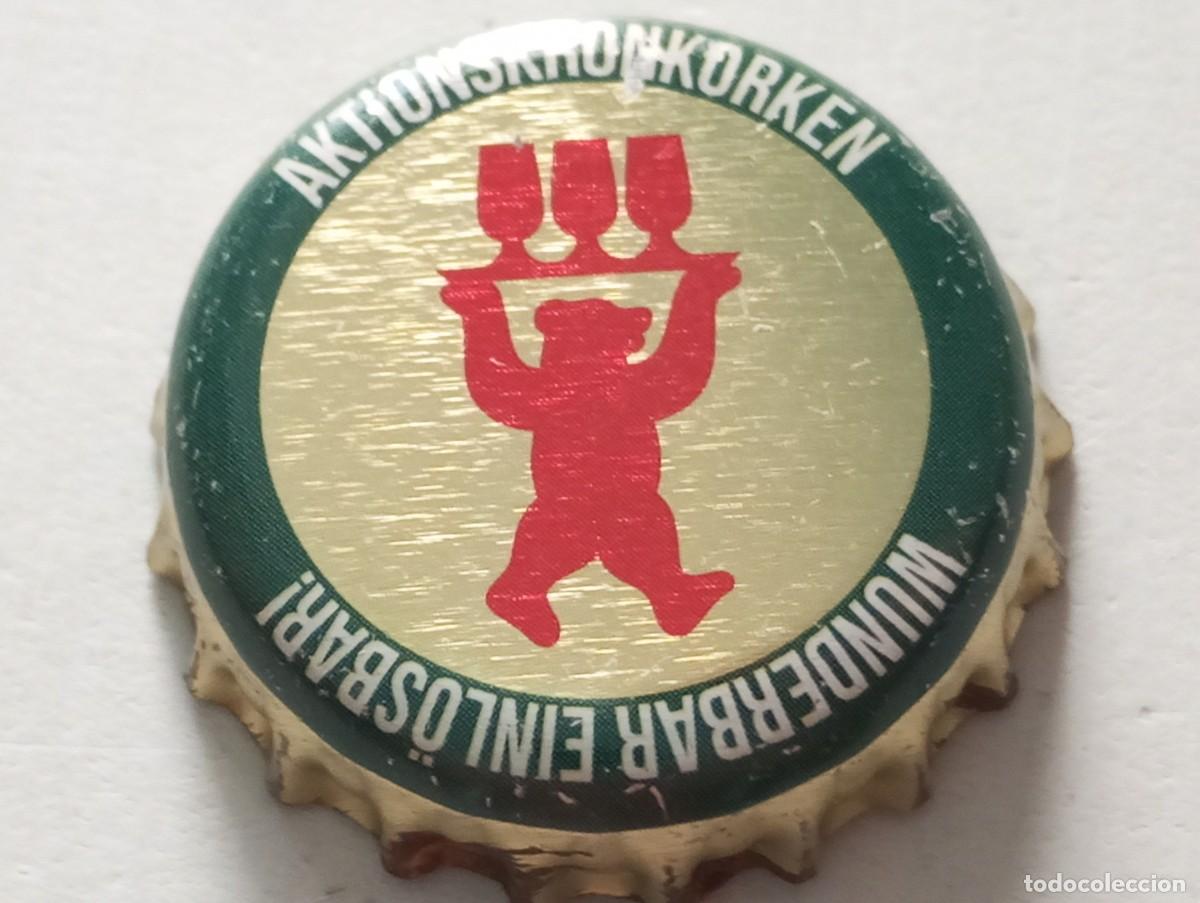 Colecionismo de cervejas: Chapa tap&oacute;n corona de la cerveza alemana BERLINER AKTIONSKRONKORKEN WUNDERBAR EINL&Ouml;SBAR!