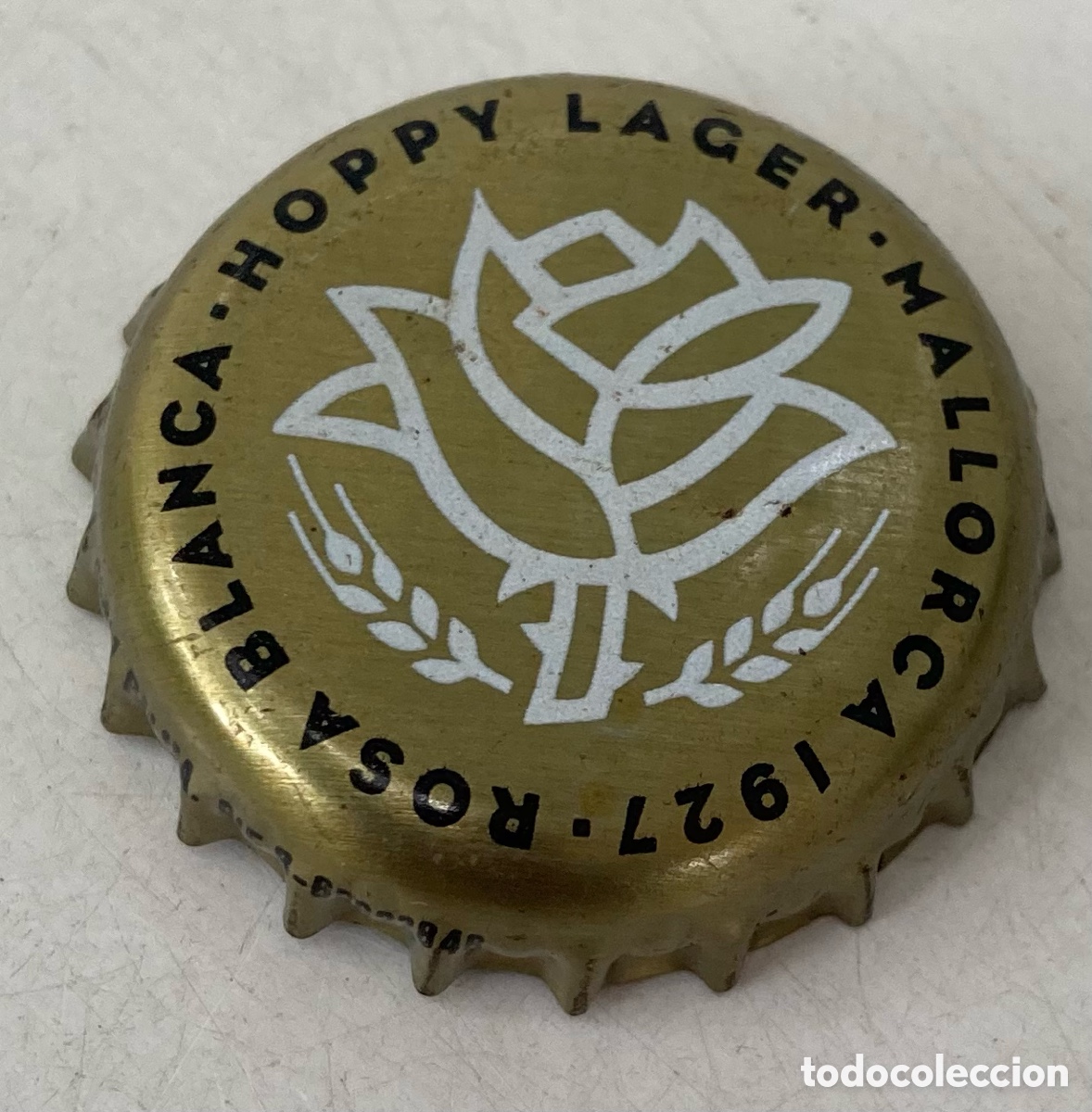 Coleccionismo de cervezas: TAP&Oacute;N CORONA BEER BOTTLE CAP CHAPA KRONKORKEN CERVEZA ROSA BLANCA.MALLORCA..--LOTE N. 2450--CARMANJO