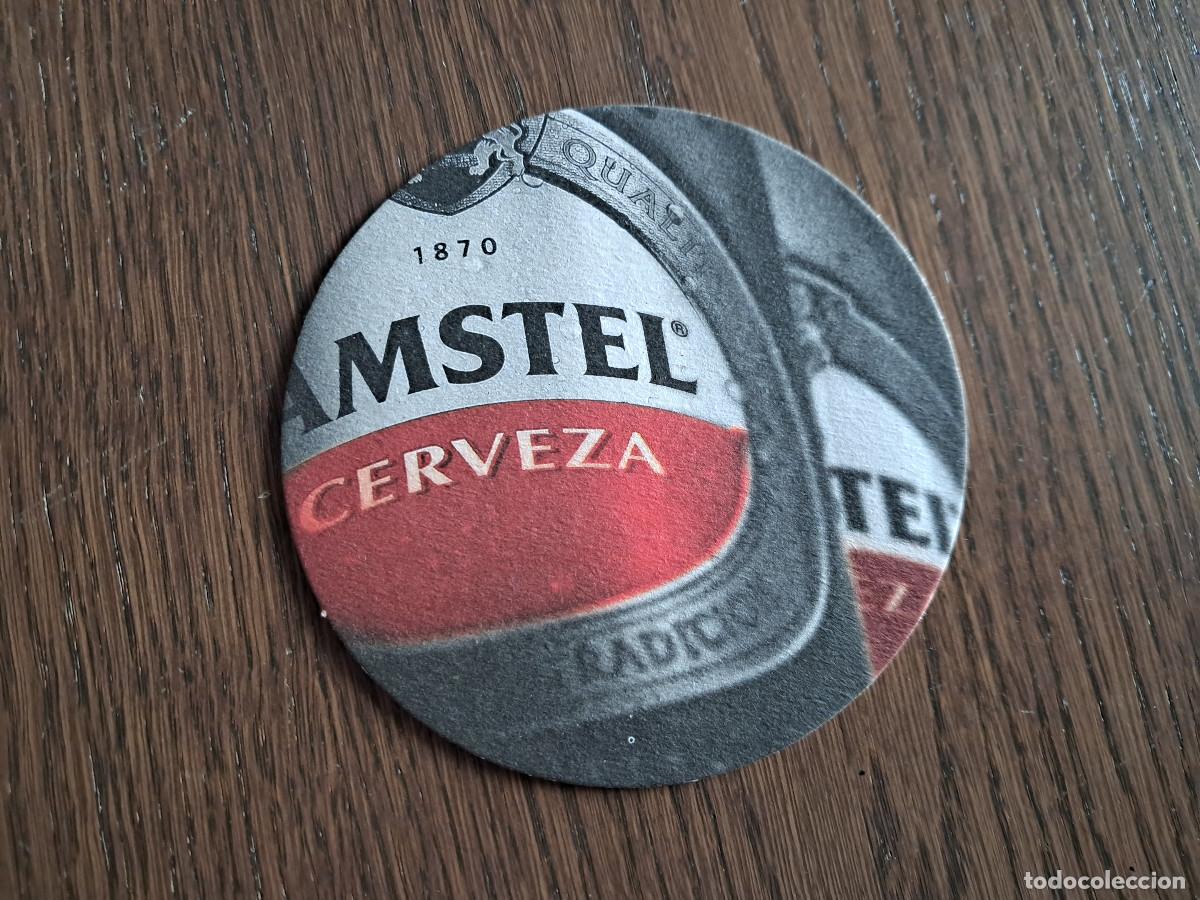 Coleccionismo de cervezas: posavasos de cerveza, Amstel, con publicidad bar Virreina, Barcelona.