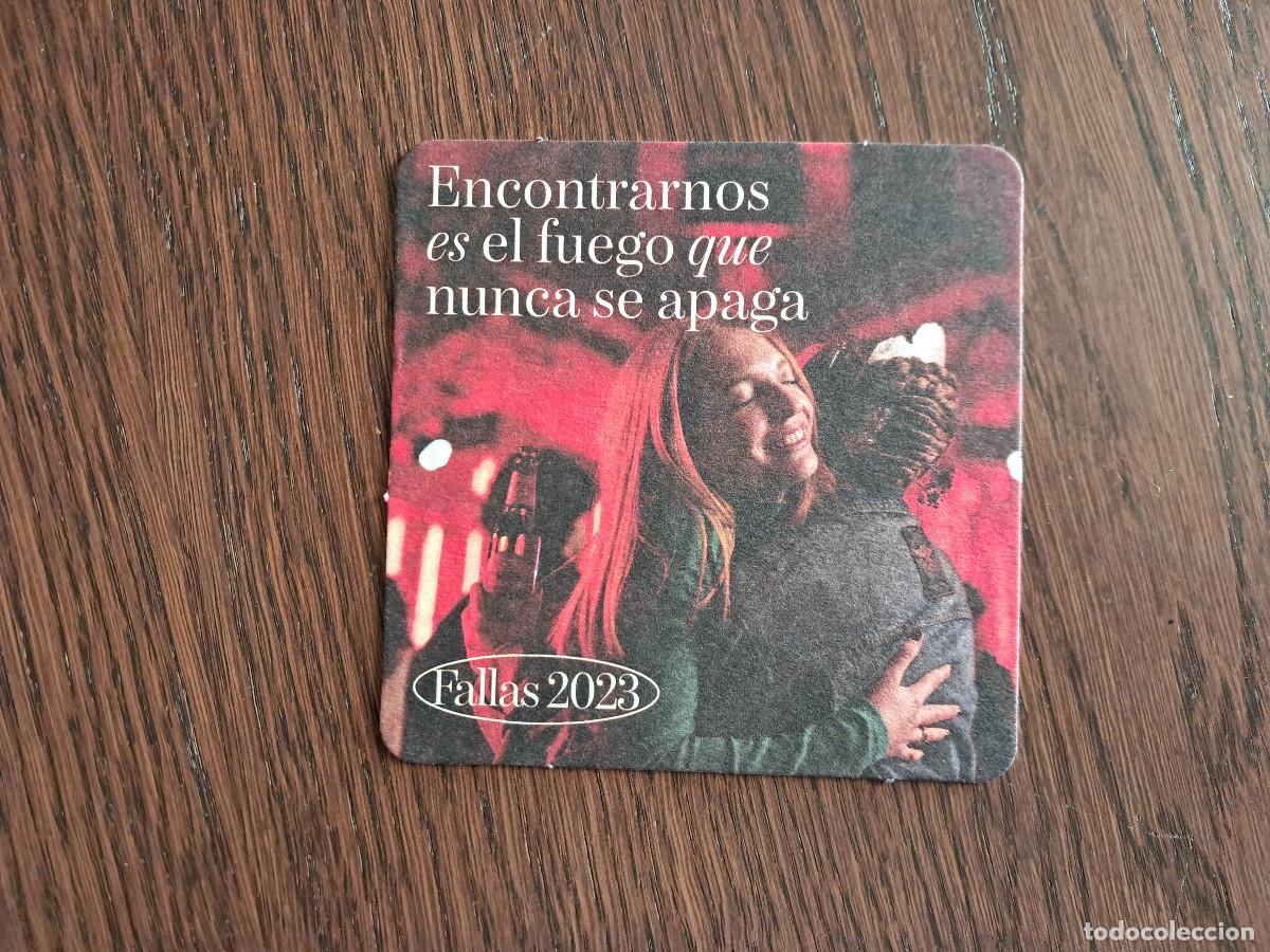 Coleccionismo de cervezas: posavasos de cerveza, Mahou, VLC 2023 fallas. encontrarnos es el fuego que nunca se apaga.