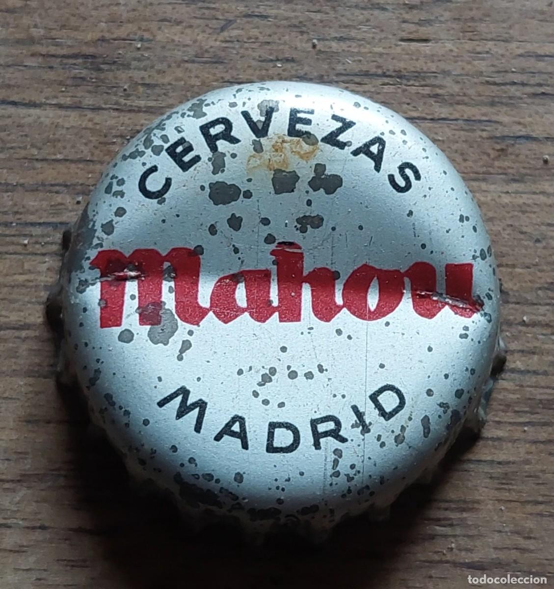 Coleccionismo de cervezas: Antigua chapa corona corcho cerveza Mahou Madrid blanca