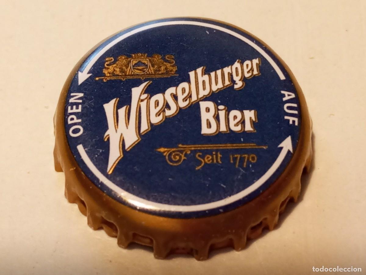 Collezionismo di birre: Chapa tap&oacute;n corona de la cerveza austr&iacute;aca WIESELBURGER BIER (OPEN-AUF)
