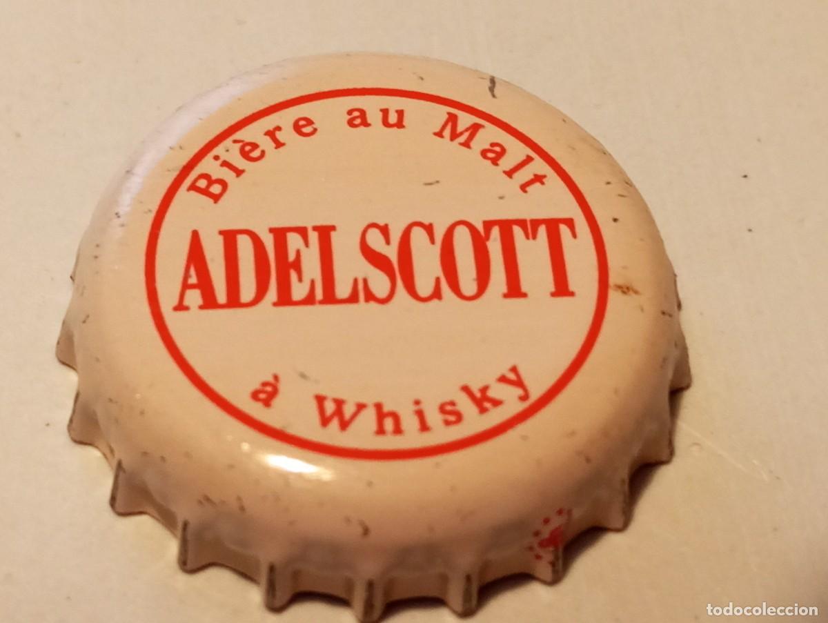 Coleccionismo de cervezas: Chapa tap&oacute;n corona de la cerveza francesa ADELSCOTT BIERE AU MALT A WHISKY