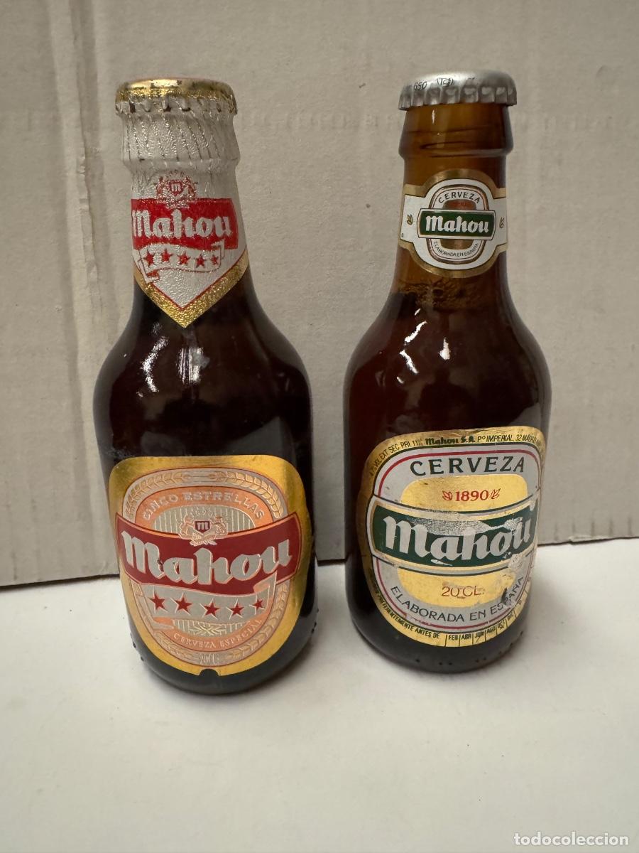 Coleccionismo de cervezas: LOTE DE DOS BOTELLINES MAHOU A&Ntilde;OS 90 sin abrir