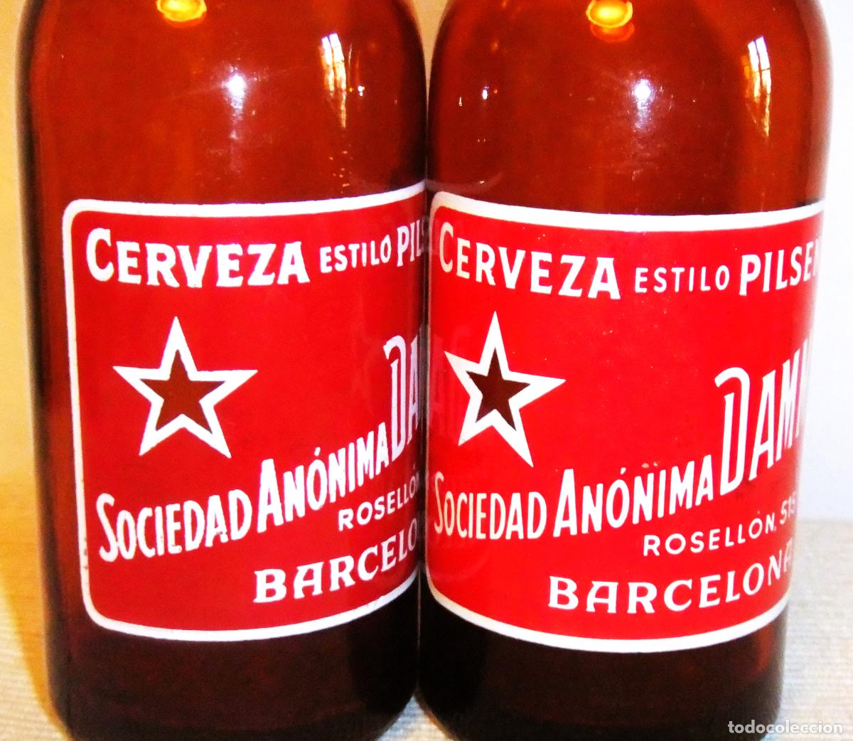 Coleccionismo de cervezas: DOS ANTIGUAS BOTELLAS DE ESTRELLA DAMM SERIGRAFIADAS - Foto 7