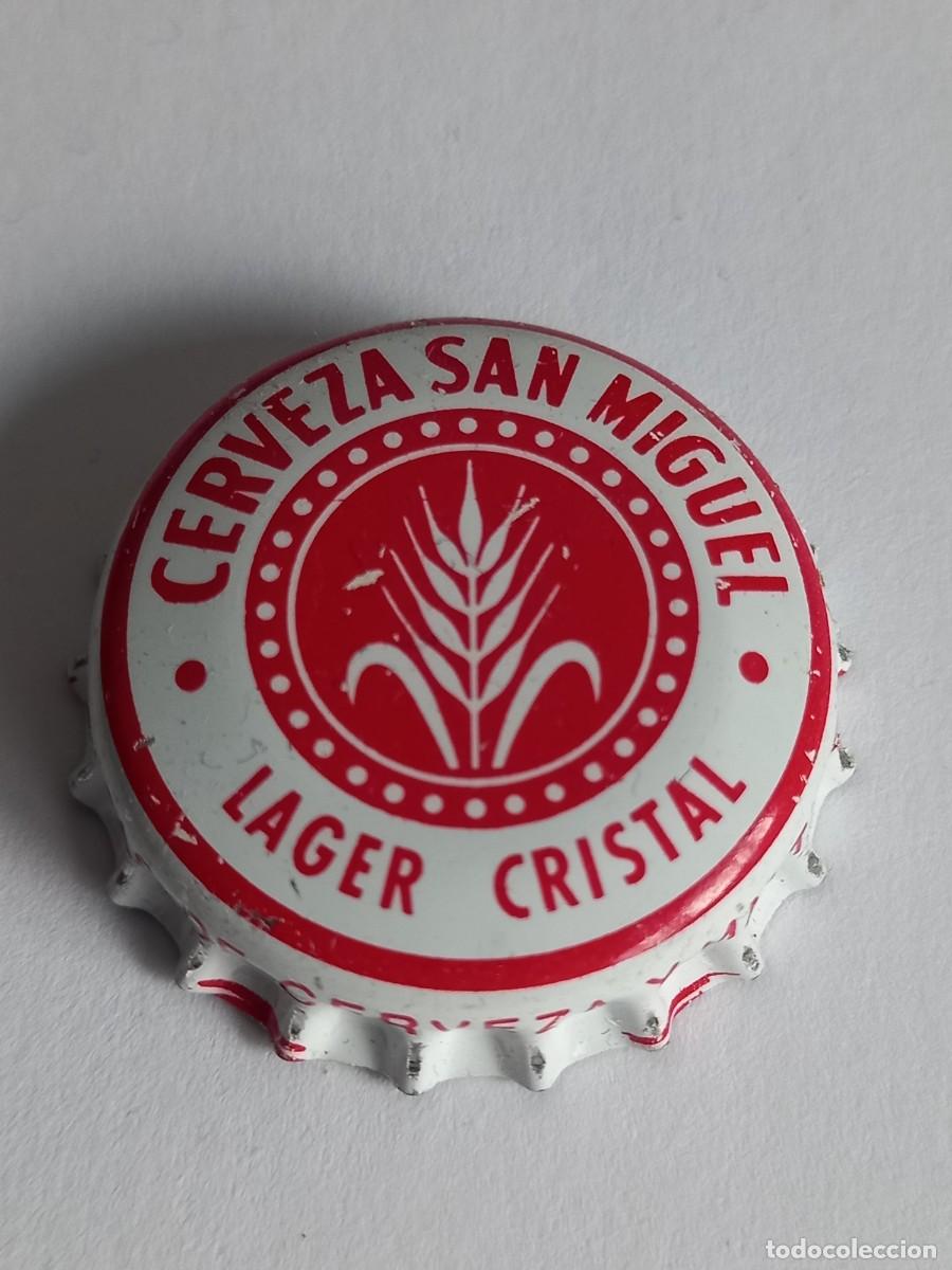 Colecionismo de cervejas: CHAPA CERVEZA SAN MIGUEL, LAGER CRISTAL. FACTOR&Iacute;A E