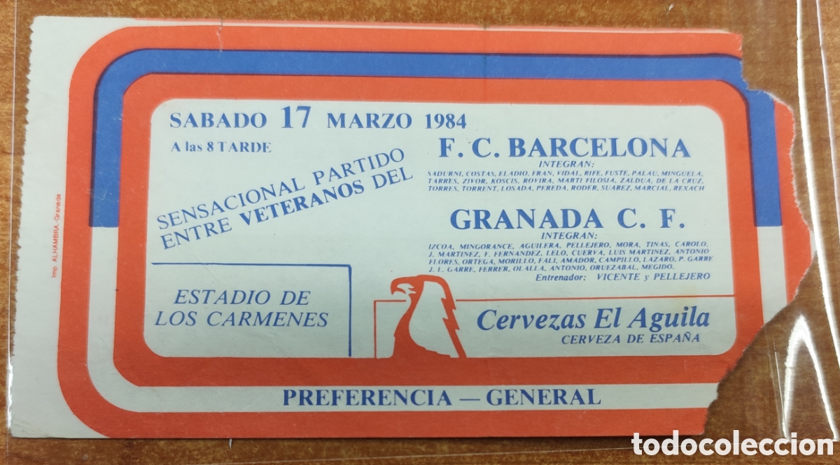Colecionismo de cervejas: Entrada de futboll con Cervezas El Aguila